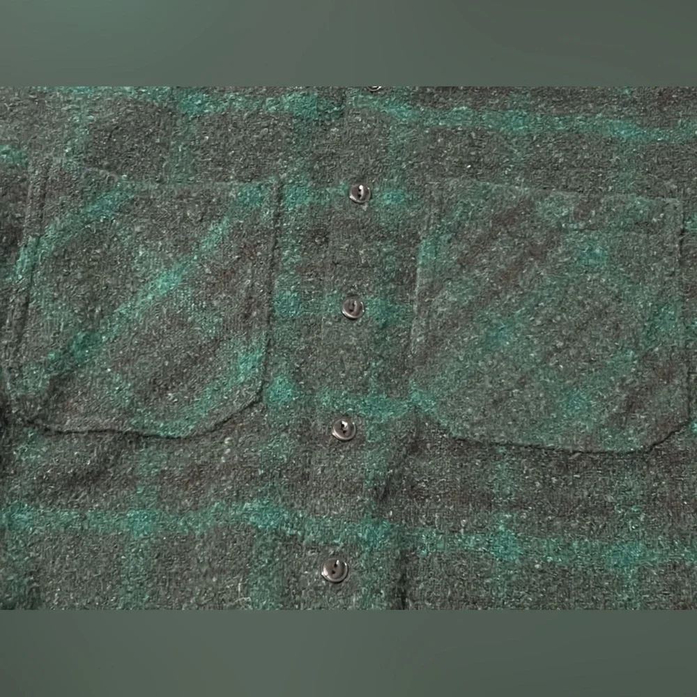 MNML Loose Woven‎ Flannel Shirt Shacket heavyweight green flannel size small